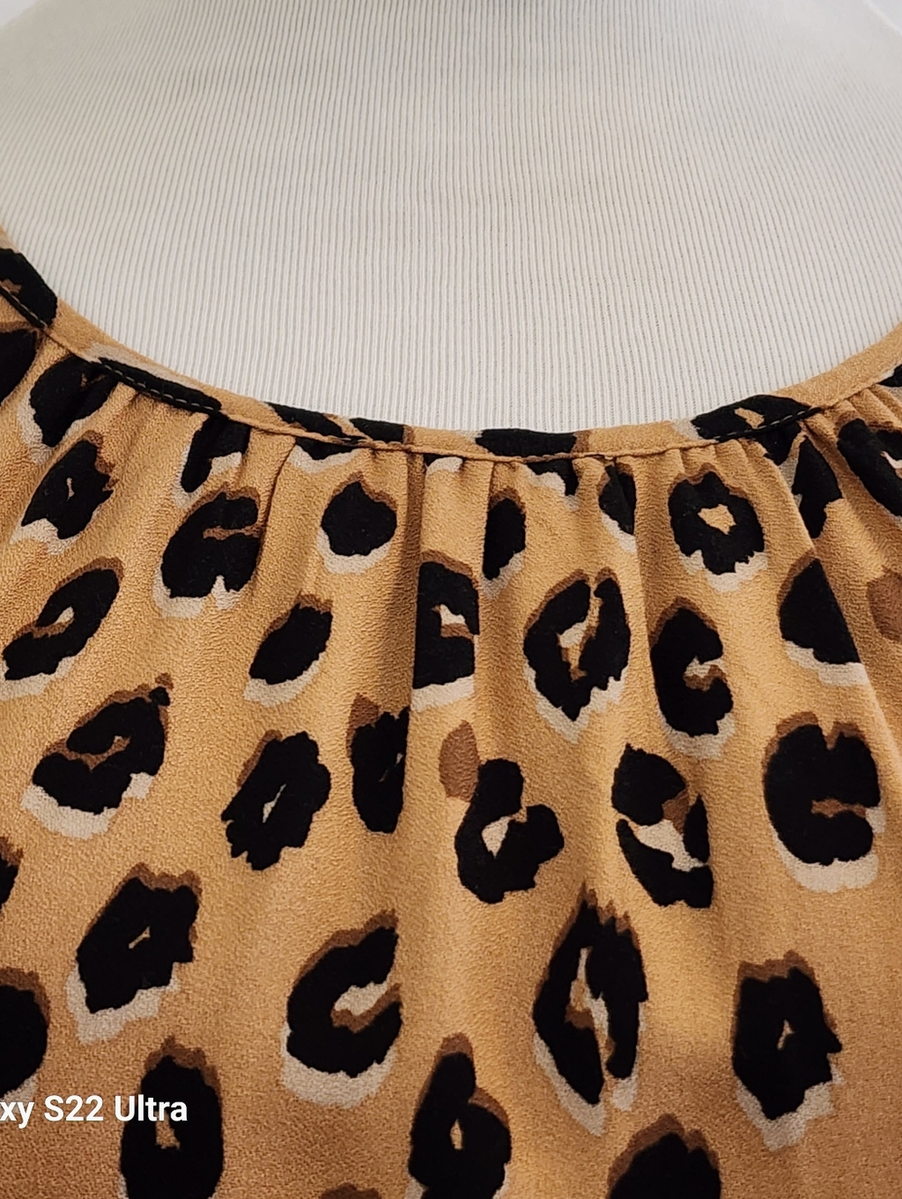 A New Day leopard print dress long sleeve tie waist tan/black elastic cuffs nwt - Picture 9 of 16
